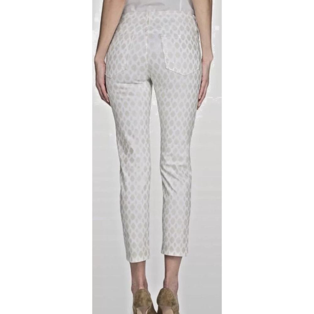 NYDJ Alisha White Ankle Jeans w/ Pearlescent Hexagons Print sz 8